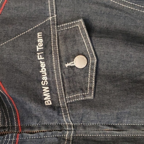 BMW Sauber F1 Team Denim Jacket Women's Medium Light Blazer Zipper - Picture 5 of 13